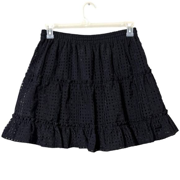 JODIFL women’s size large pull on black tiered skirt elastic waist checkered NWT - Picture 2 of 9